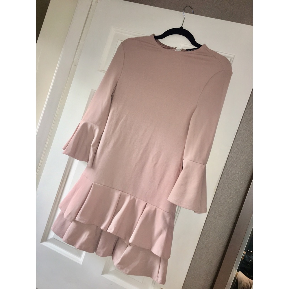 BooHoo Light Pink Ruffle Dress